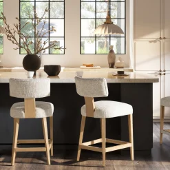 Penny Round Arched Chenille Counter Stool, Set of 2