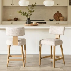 Penny Round Arched Chenille Counter Stool, Set of 2