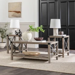 3-Piece Barndoor Accent Table Set