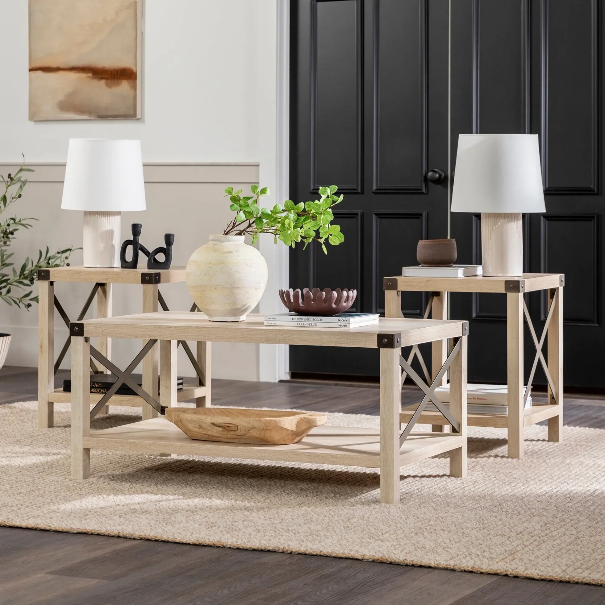 3-Piece Barndoor Accent Table Set