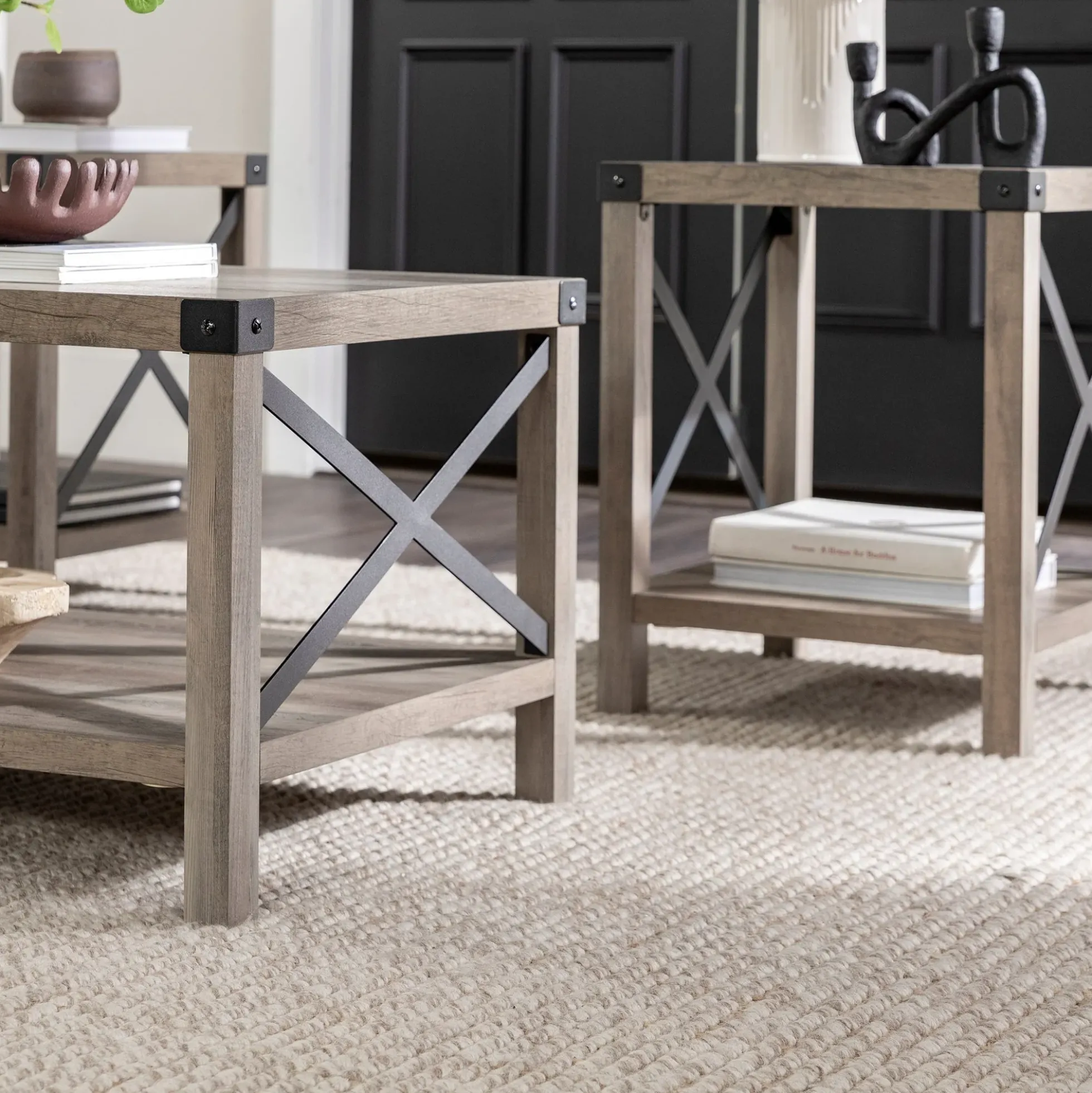 3-Piece Barndoor Accent Table Set