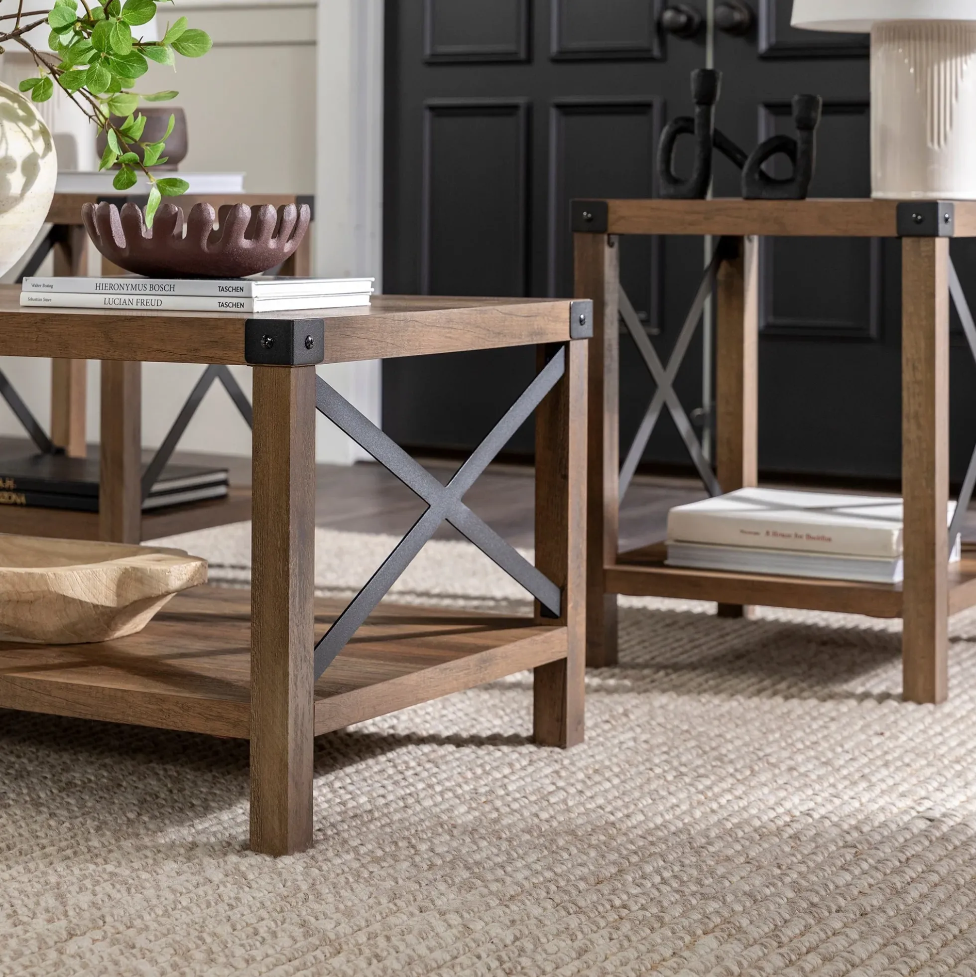 3-Piece Barndoor Accent Table Set