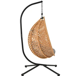 Rattan Weaving Hanging Egg Chair with Stand and Soft Removable Cushion