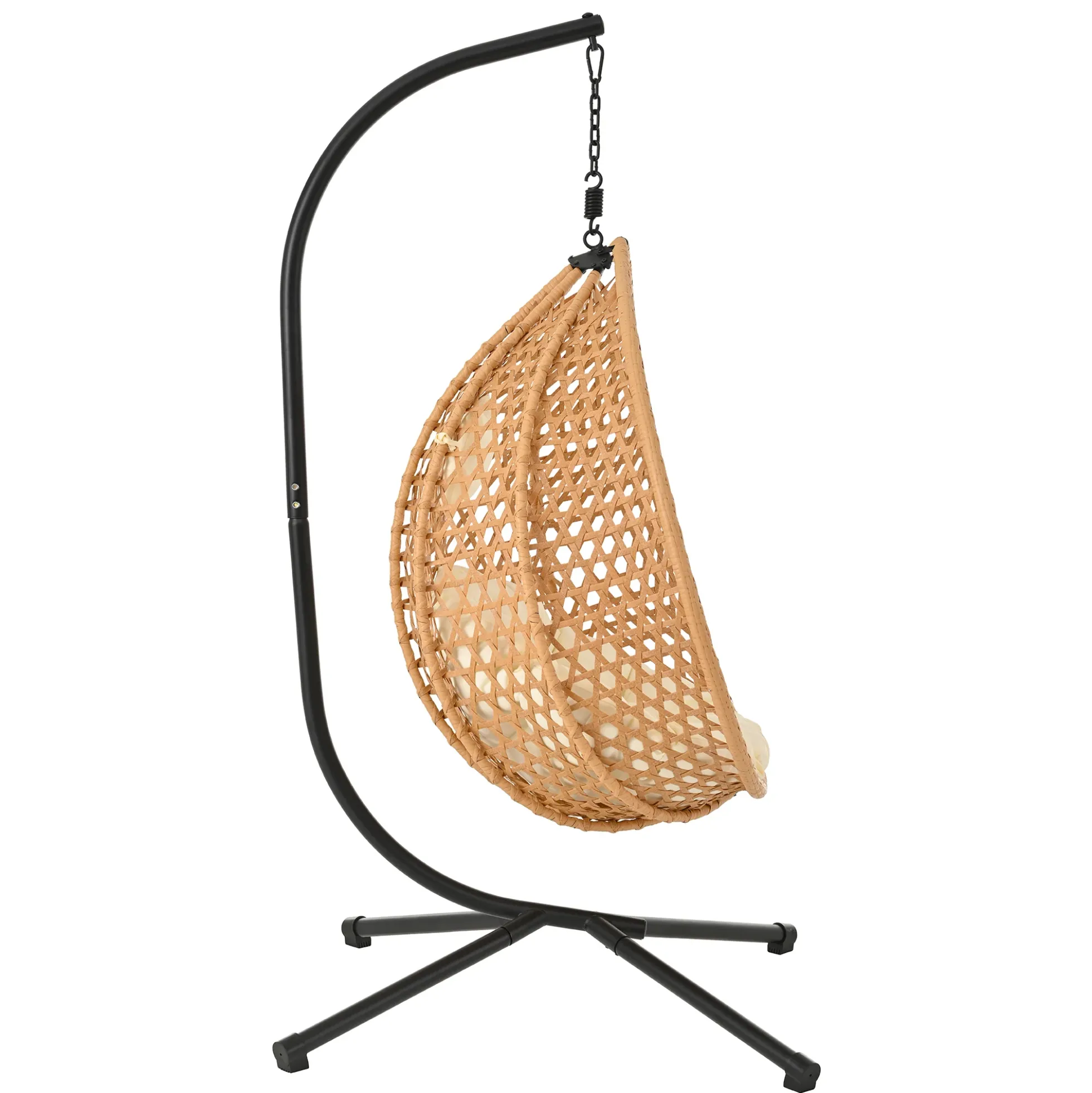 Rattan Weaving Hanging Egg Chair with Stand and Soft Removable Cushion