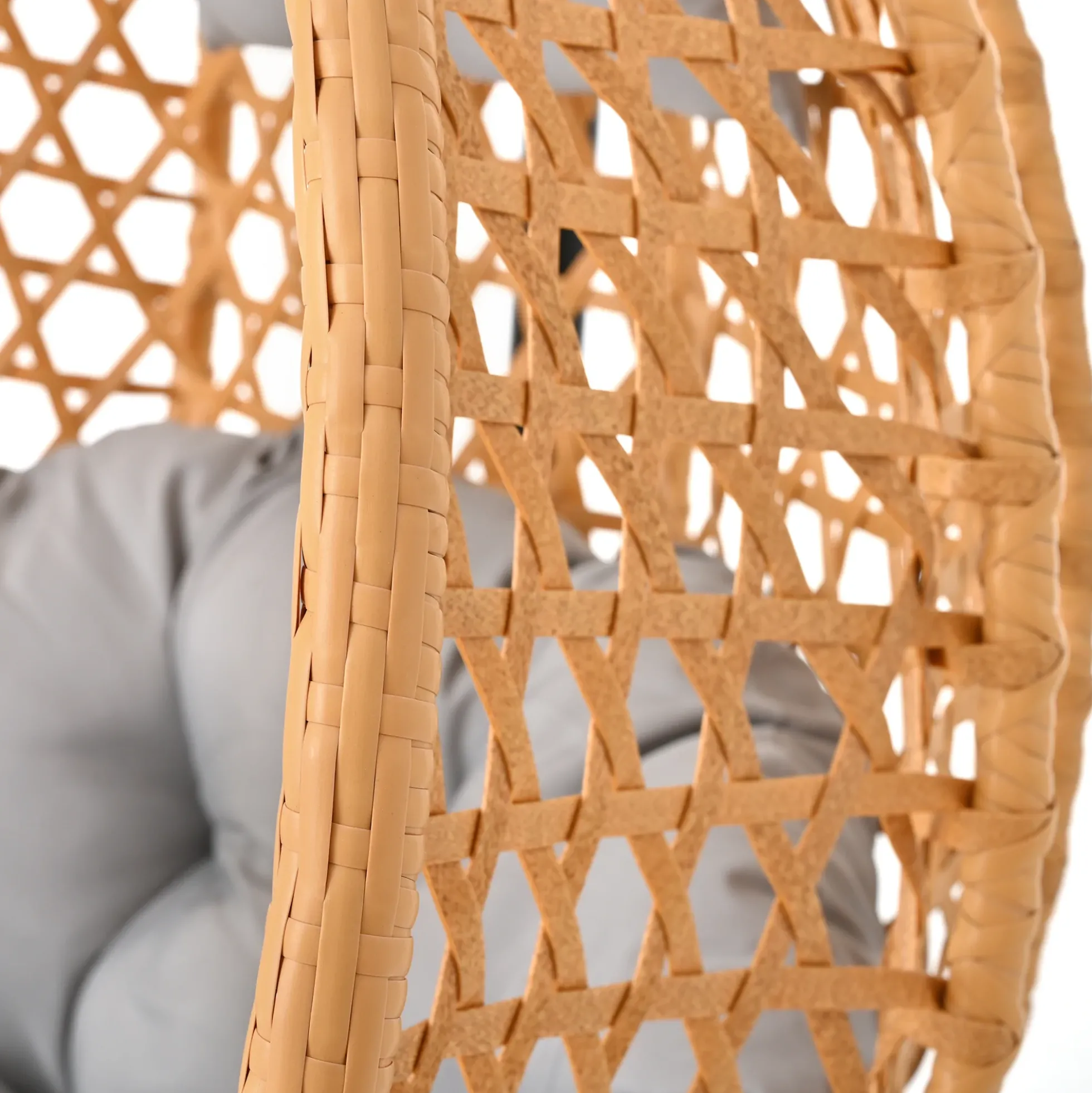 Rattan Weaving Hanging Egg Chair with Stand and Soft Removable Cushion