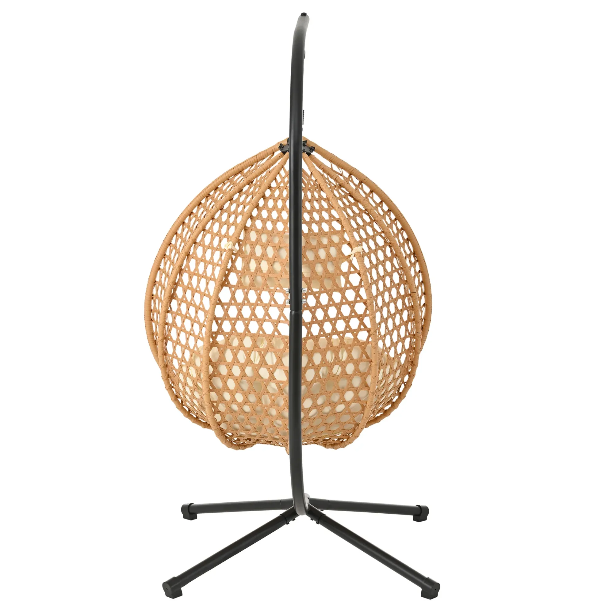 Rattan Weaving Hanging Egg Chair with Stand and Soft Removable Cushion