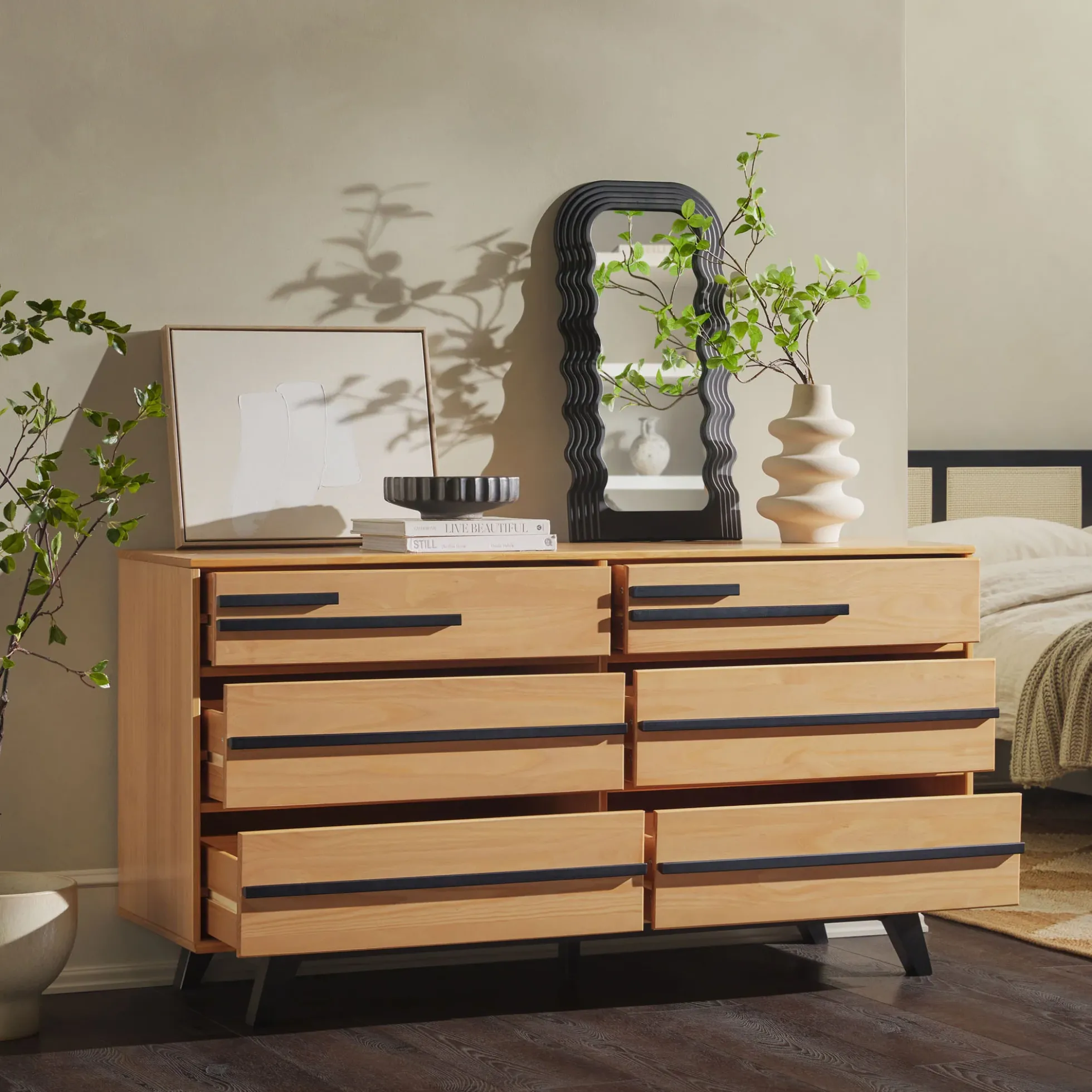 Rebecca 6-Drawer Solid Wood Modern Dresser