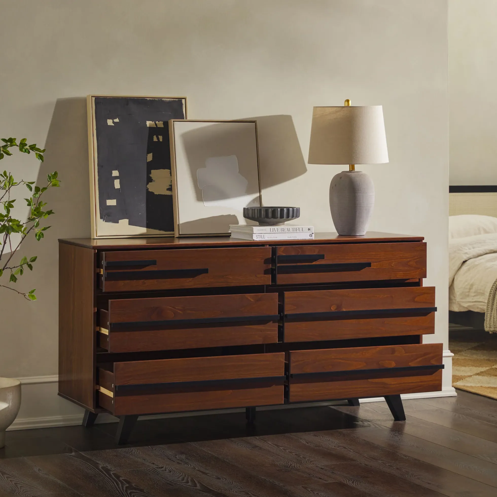 Rebecca 6-Drawer Solid Wood Modern Dresser