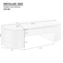 Reeded Oval Wood Coffee Table With Drawer