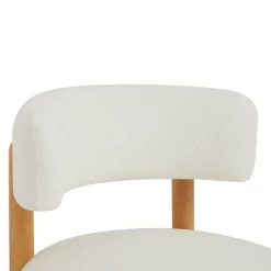 Reeded Wooden Base Curve Boucle Accent Chair Set of 2