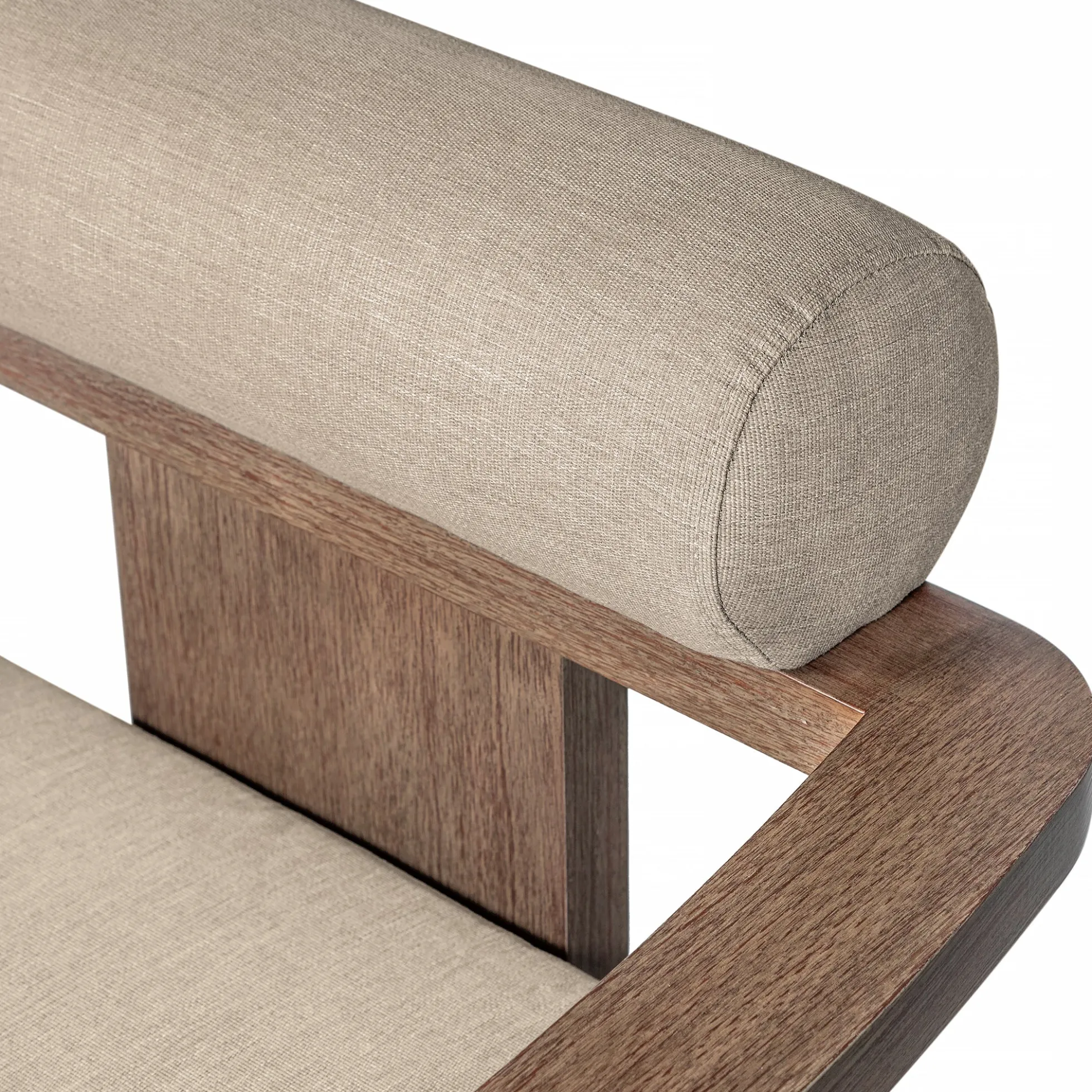 Relic Outdoor Patio Dining Chair in Weathered Eucalyptus Wood with Taupe Olefin Cushions