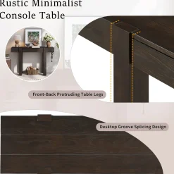 Rustic Minimalist Console Entryway Table with Hidden Drawer and Side Power Outlet
