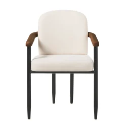 Samantha Modern Curved Wood and Metal Upholstered Dining Chair, Set of 2