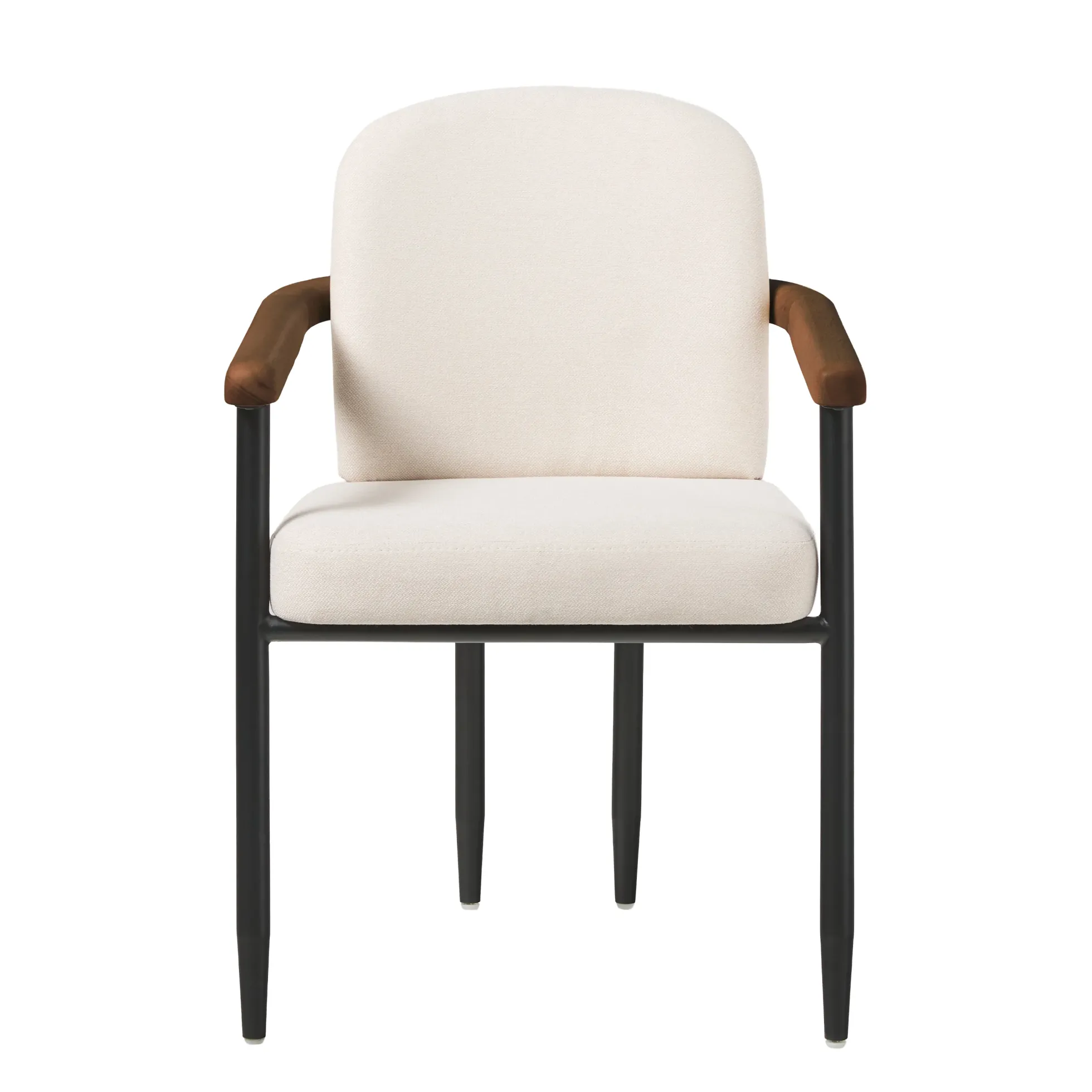 Samantha Modern Curved Wood and Metal Upholstered Dining Chair, Set of 2