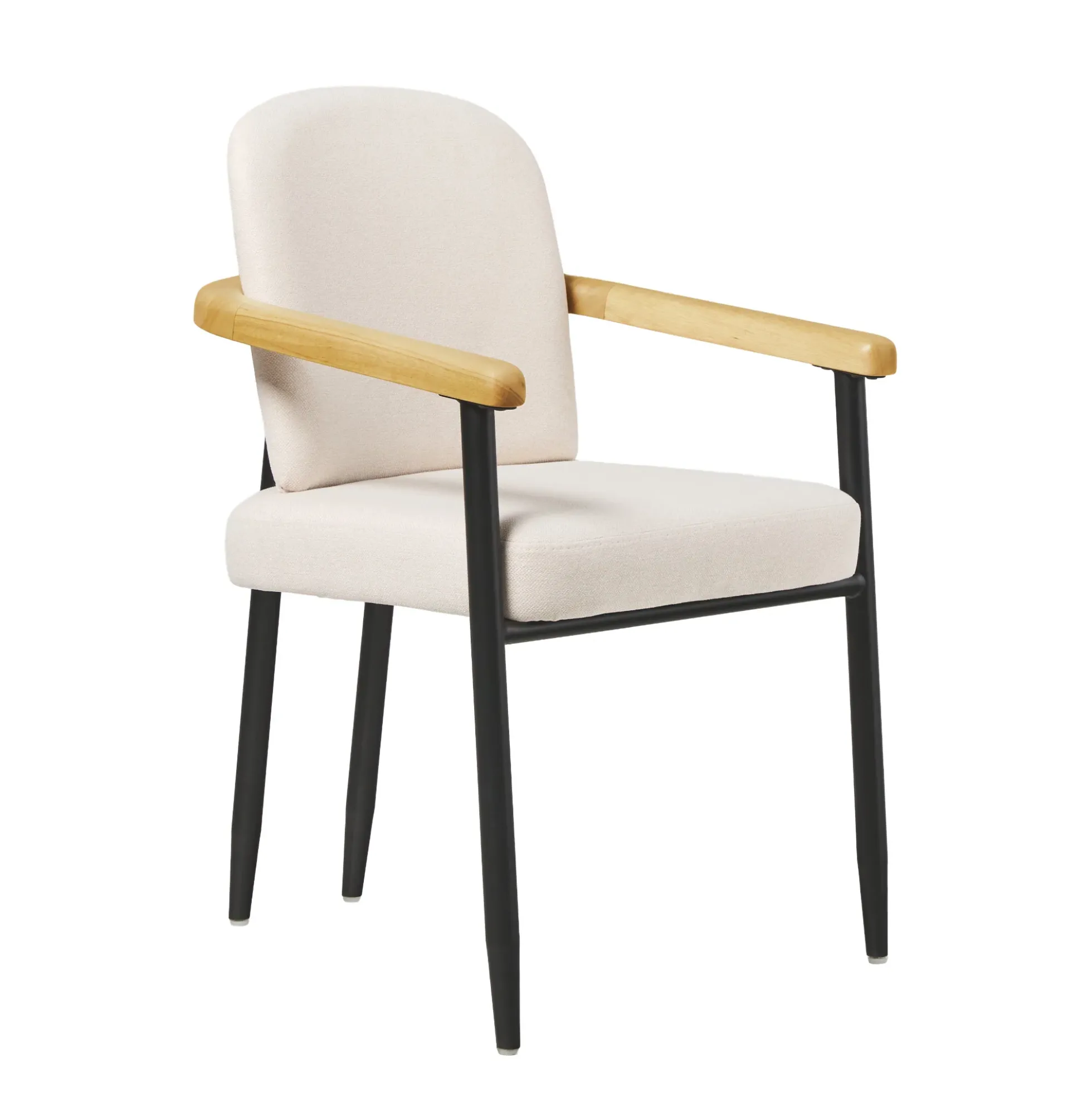 Samantha Modern Curved Wood and Metal Upholstered Dining Chair, Set of 2