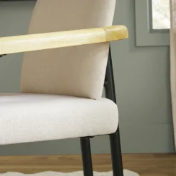 Samantha Modern Curved Wood and Metal Upholstered Dining Chair, Set of 2