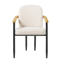 Samantha Modern Curved Wood and Metal Upholstered Dining Chair, Set of 2
