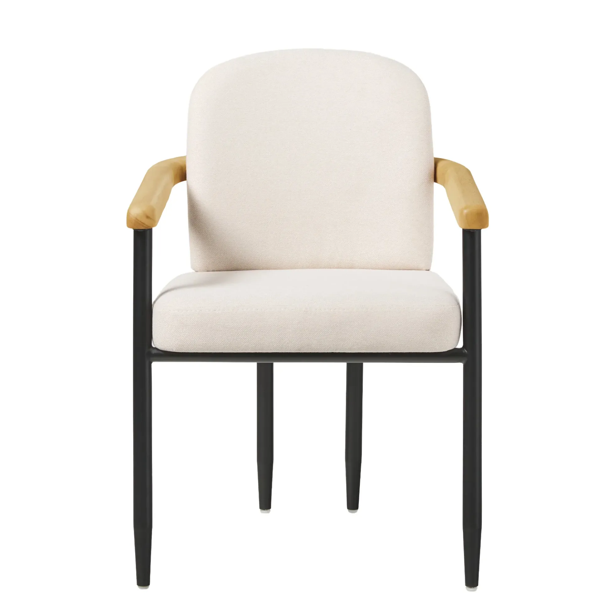 Samantha Modern Curved Wood and Metal Upholstered Dining Chair, Set of 2