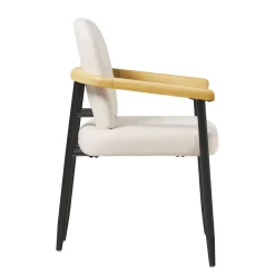 Samantha Modern Curved Wood and Metal Upholstered Dining Chair, Set of 2
