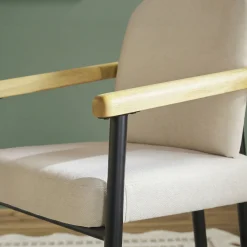 Samantha Modern Curved Wood and Metal Upholstered Dining Chair, Set of 2