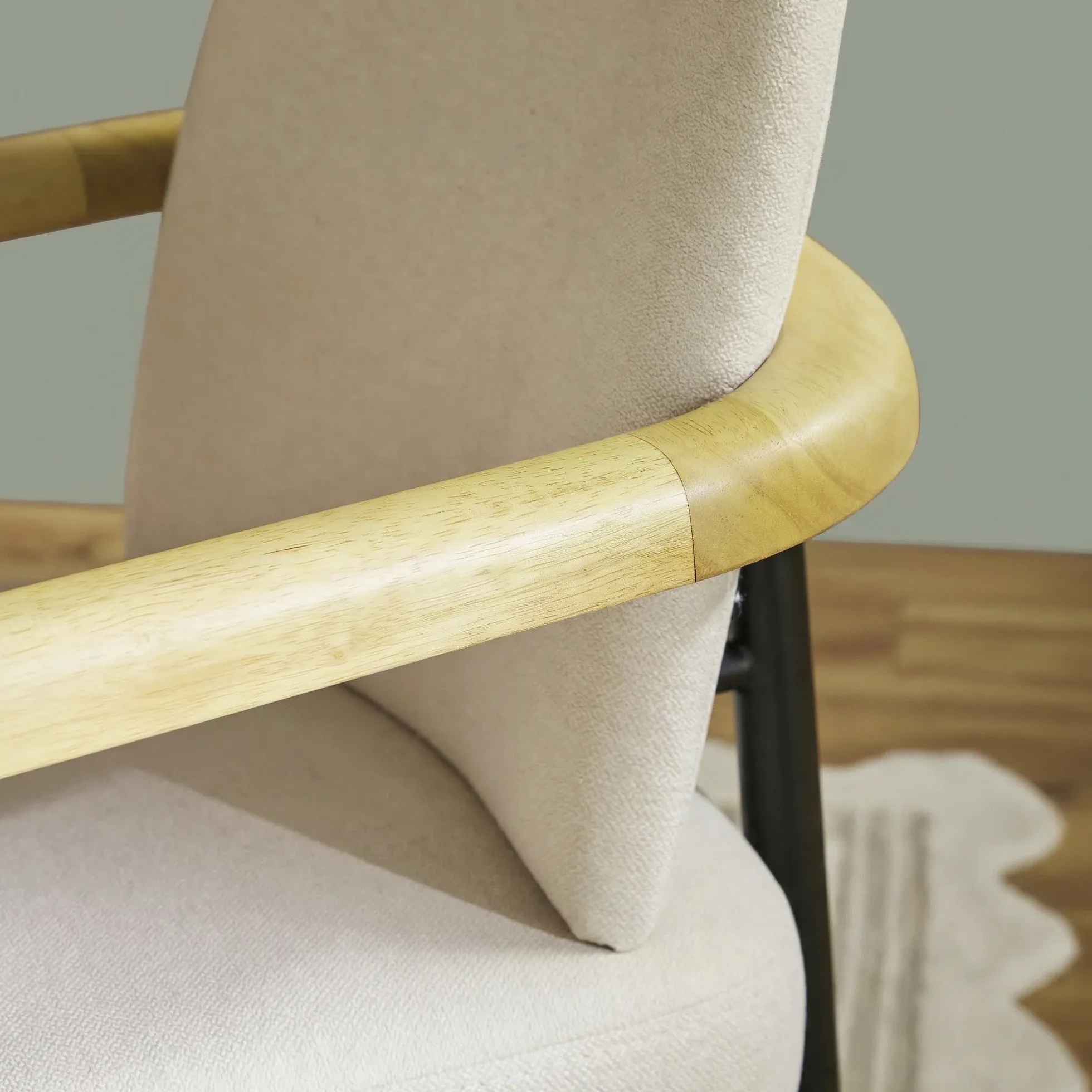 Samantha Modern Curved Wood and Metal Upholstered Dining Chair, Set of 2