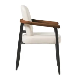 Samantha Modern Curved Wood and Metal Upholstered Dining Chair, Set of 2