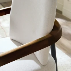 Samantha Modern Curved Wood and Metal Upholstered Dining Chair, Set of 2