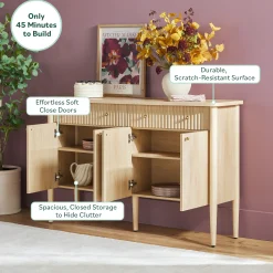 Samantha Modern Fluted 58" Wood Sideboard