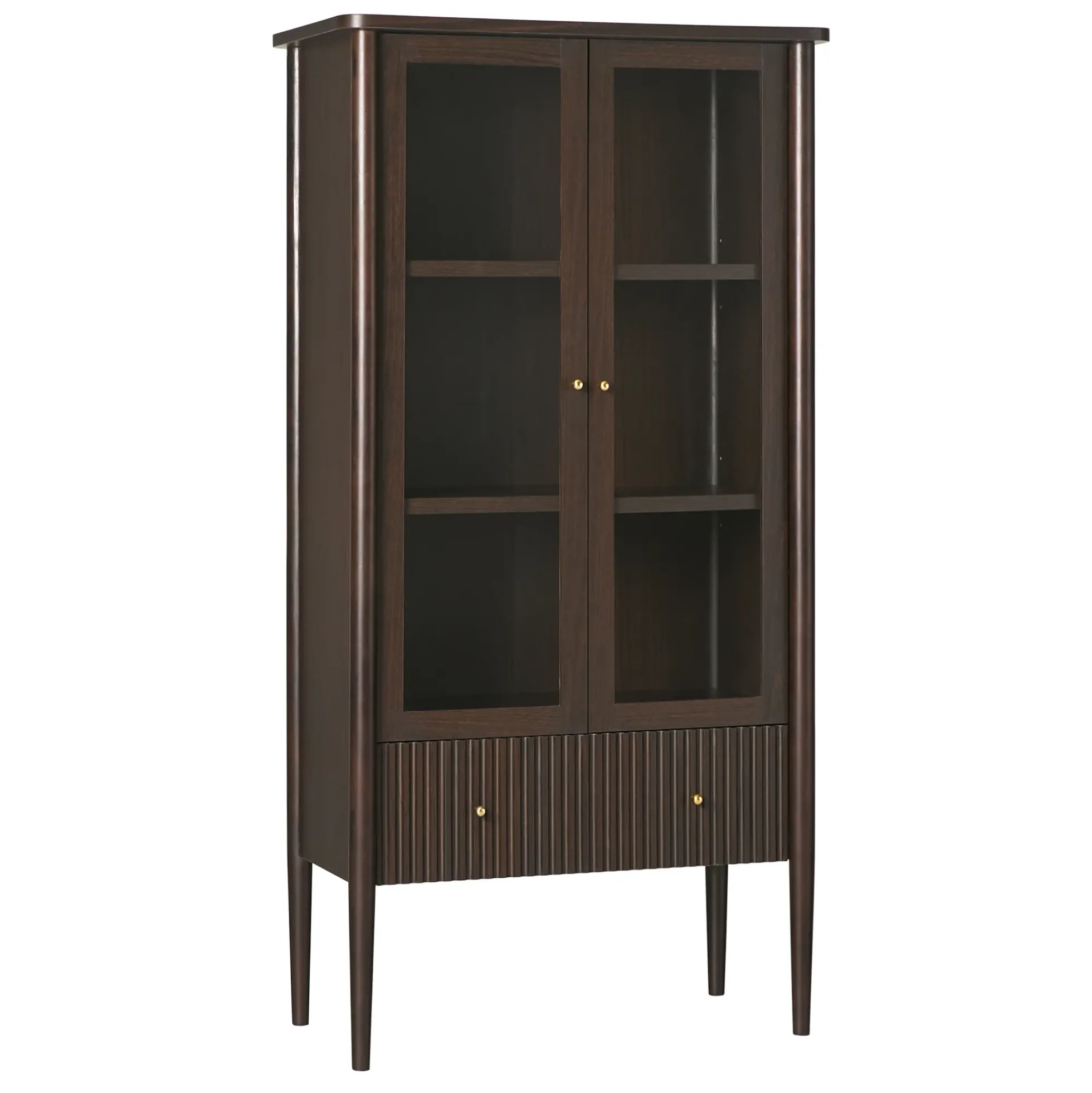 Samantha Modern Fluted Glass Cabinet Bookshelf