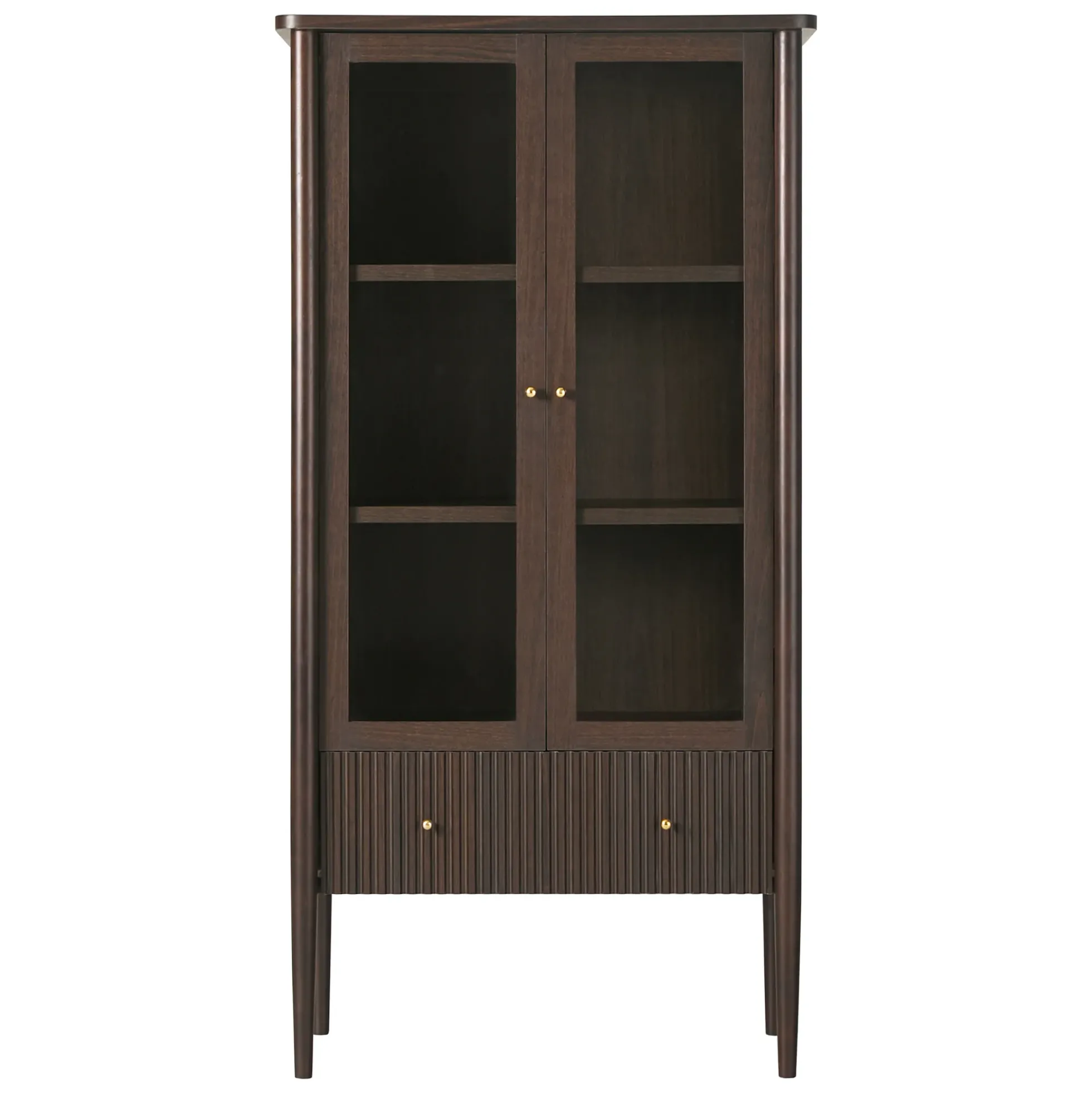 Samantha Modern Fluted Glass Cabinet Bookshelf