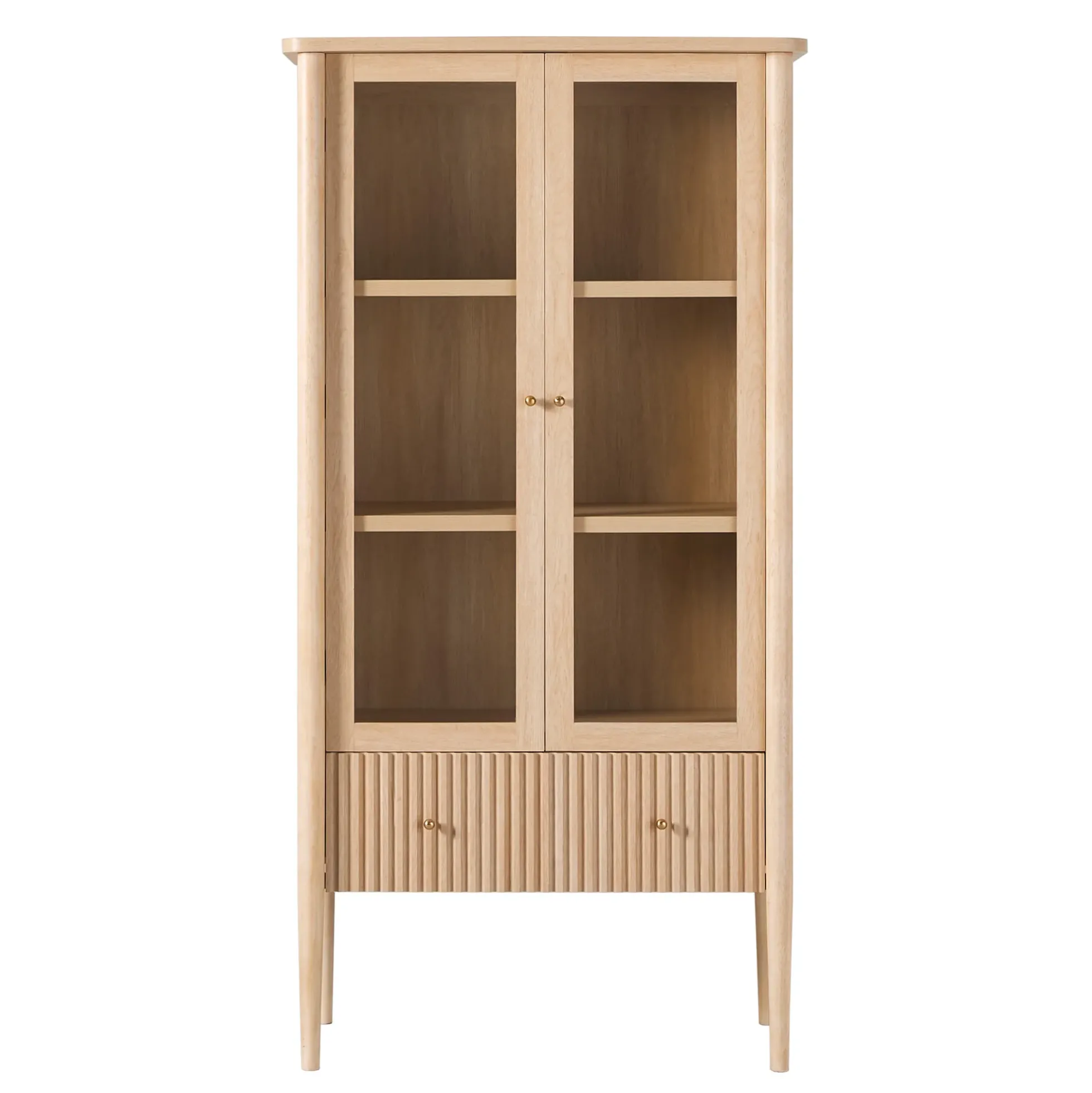 Samantha Modern Fluted Glass Cabinet Bookshelf