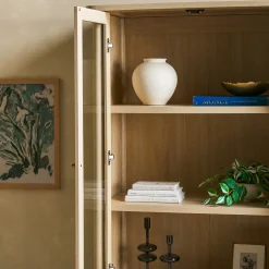Samantha Modern Fluted Glass Cabinet Bookshelf