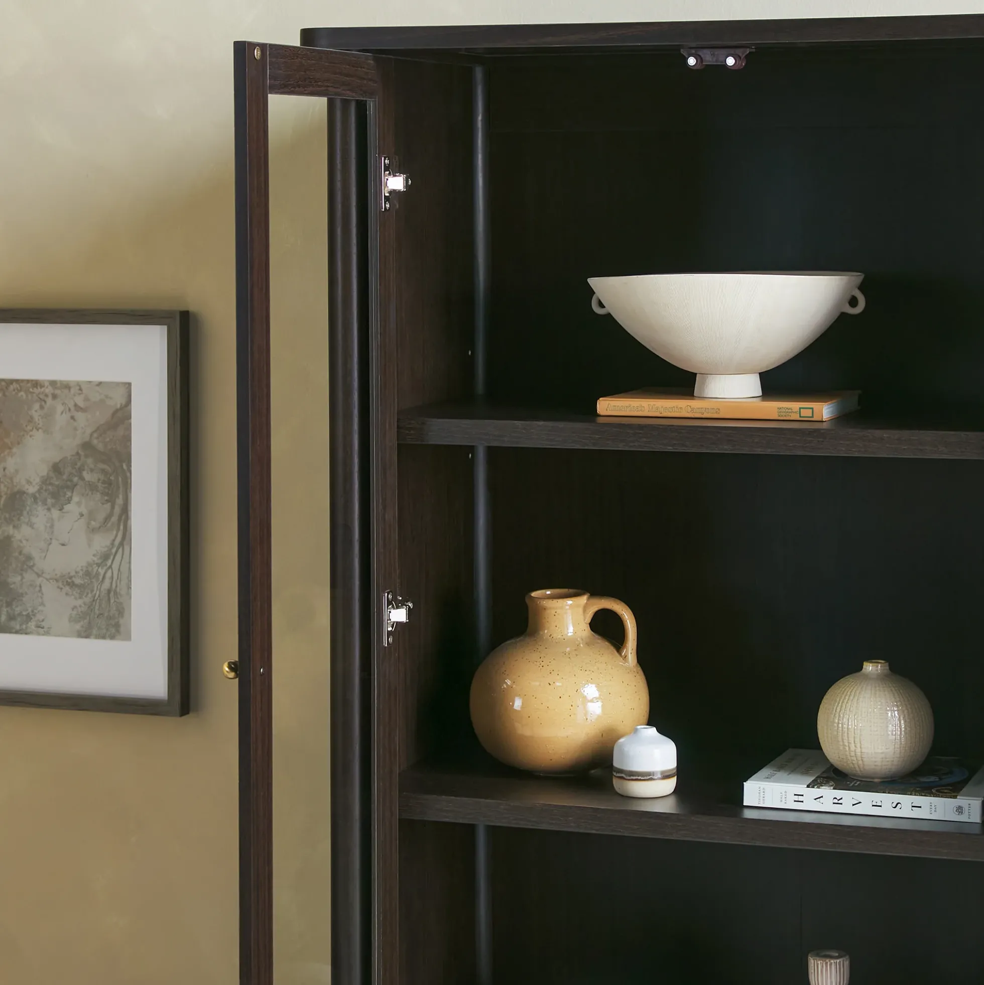Samantha Modern Fluted Glass Cabinet Bookshelf