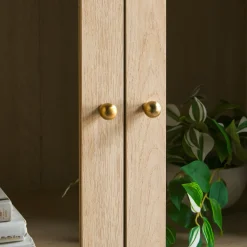 Samantha Modern Fluted Glass Cabinet Bookshelf