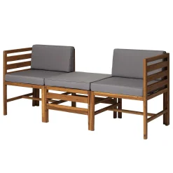 Sanibel 3-Piece Modular Acacia Chairs and Ottoman