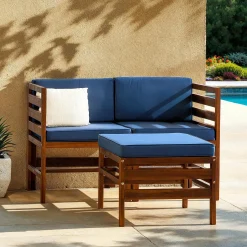 Sanibel 3-Piece Modular Acacia Chairs and Ottoman