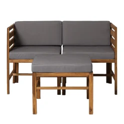 Sanibel 3-Piece Modular Acacia Chairs and Ottoman