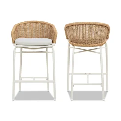 Santorini 28' Wicker Back Outdoor Bar Stool, Set of 2