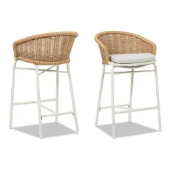 Santorini 28' Wicker Back Outdoor Bar Stool, Set of 2