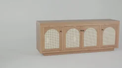 Sasha Contemporary TV Stand and Sideboard with Rattan Doors for up to 80" TV