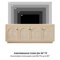 Sasha Contemporary TV Stand and Sideboard with Rattan Doors for up to 80
