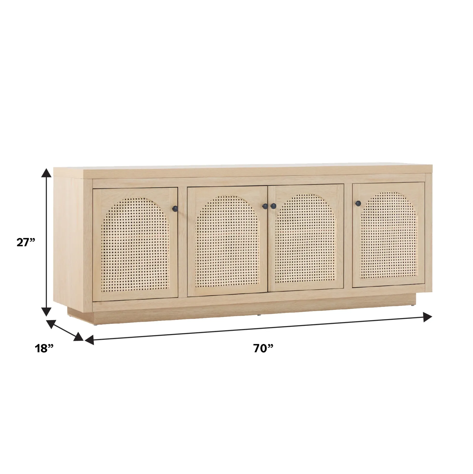 Sasha Contemporary TV Stand and Sideboard with Rattan Doors for up to 80" TV