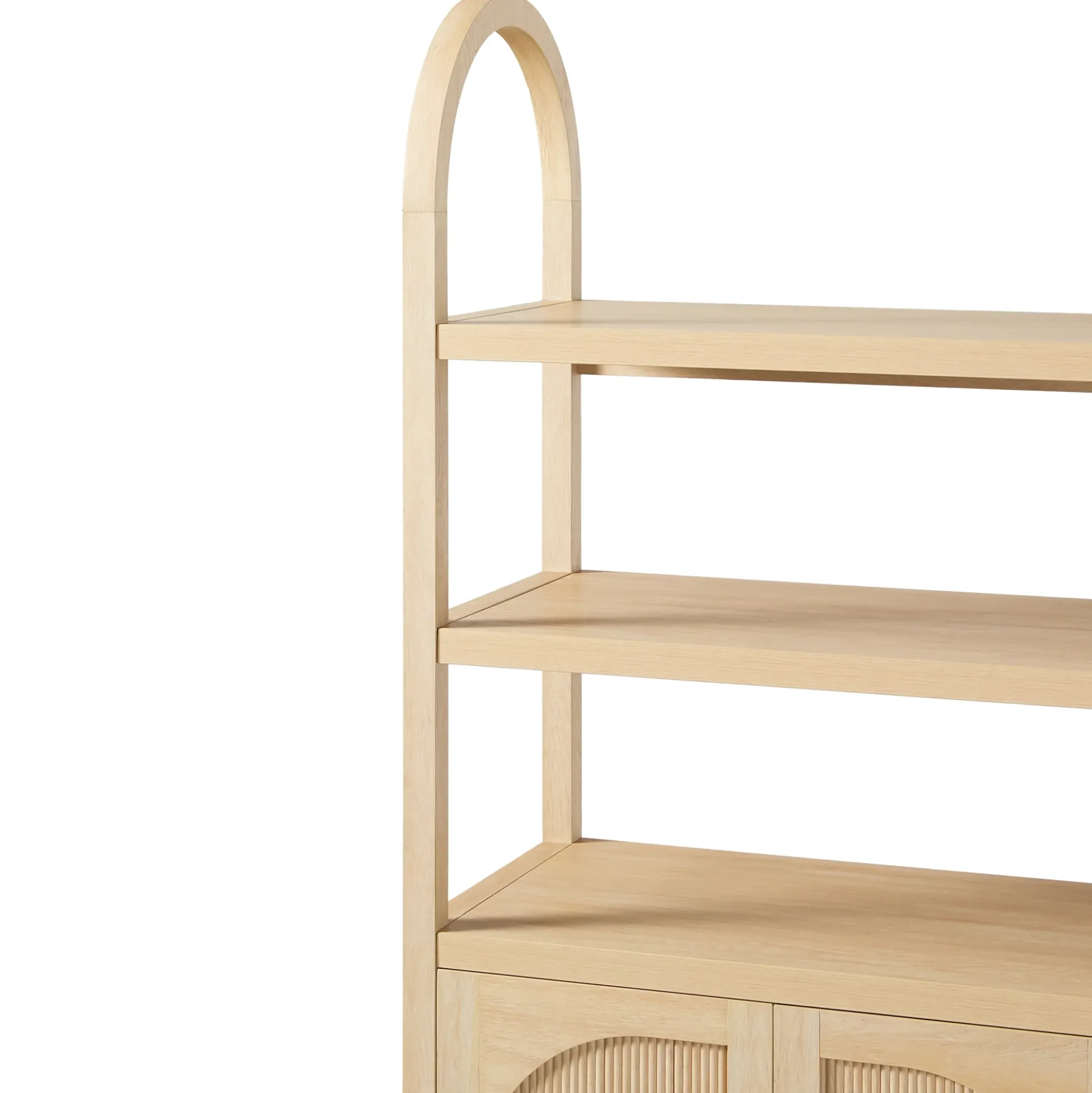 Sasha Modern Arched Bookshelf Cabinet with Reeded Doors