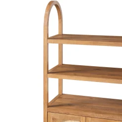 Sasha Modern Arched Bookshelf Cabinet with Reeded Doors