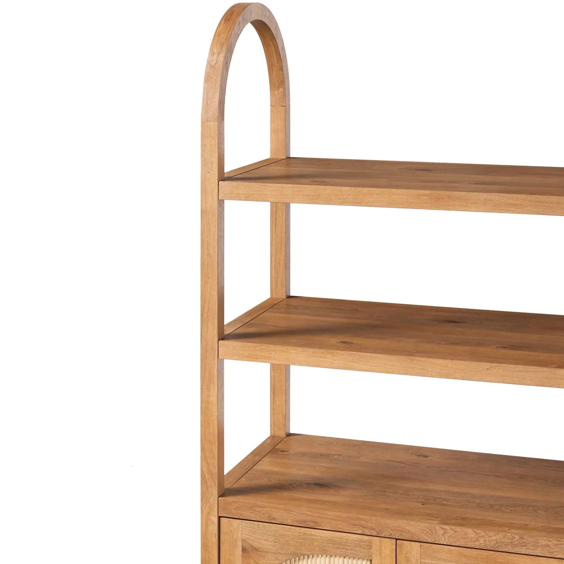 Sasha Modern Arched Bookshelf Cabinet with Reeded Doors