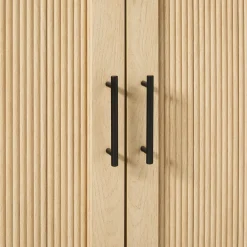 Sasha Modern Arched Bookshelf Cabinet with Reeded Doors