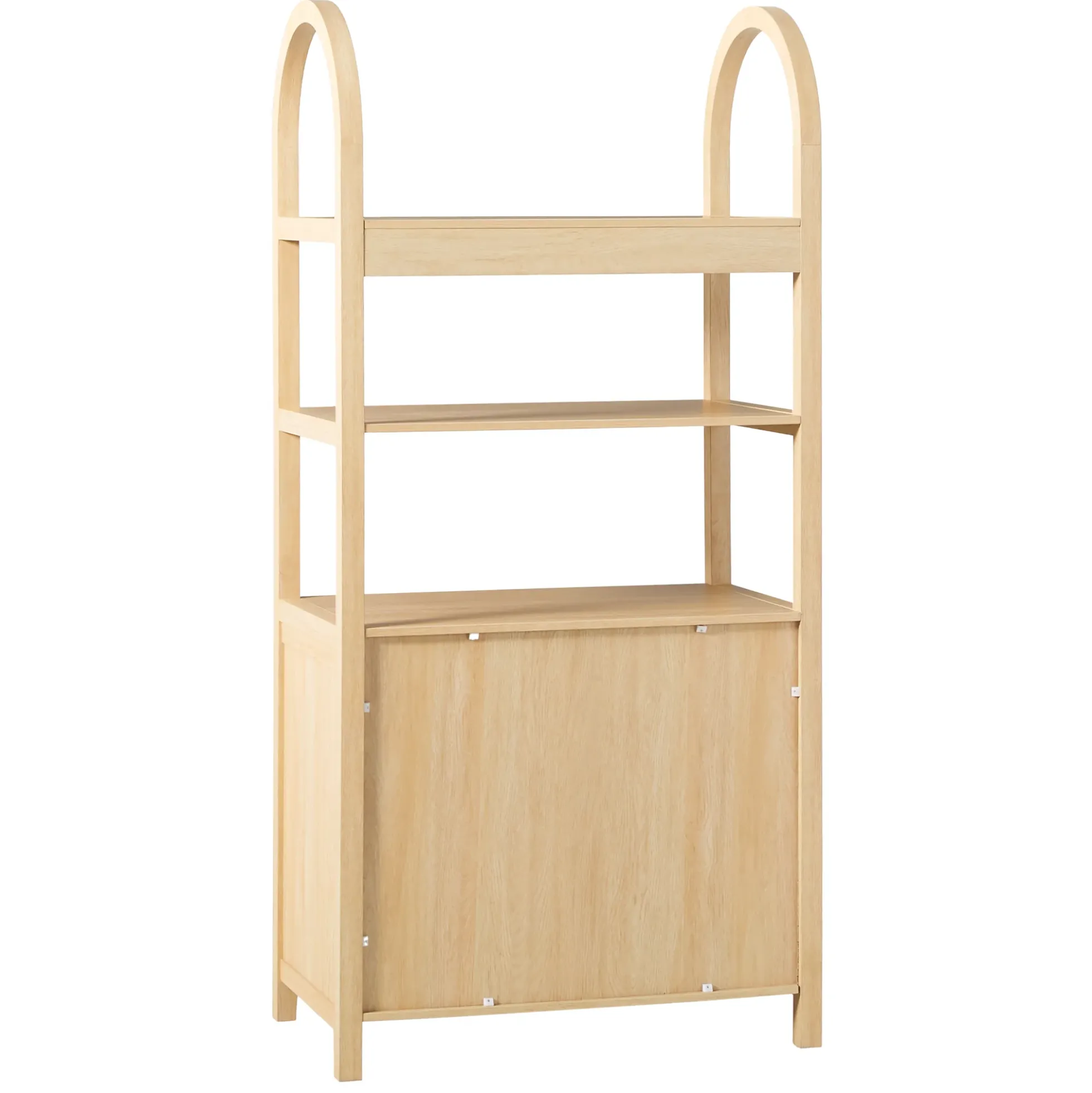 Sasha Modern Arched Bookshelf Cabinet with Reeded Doors