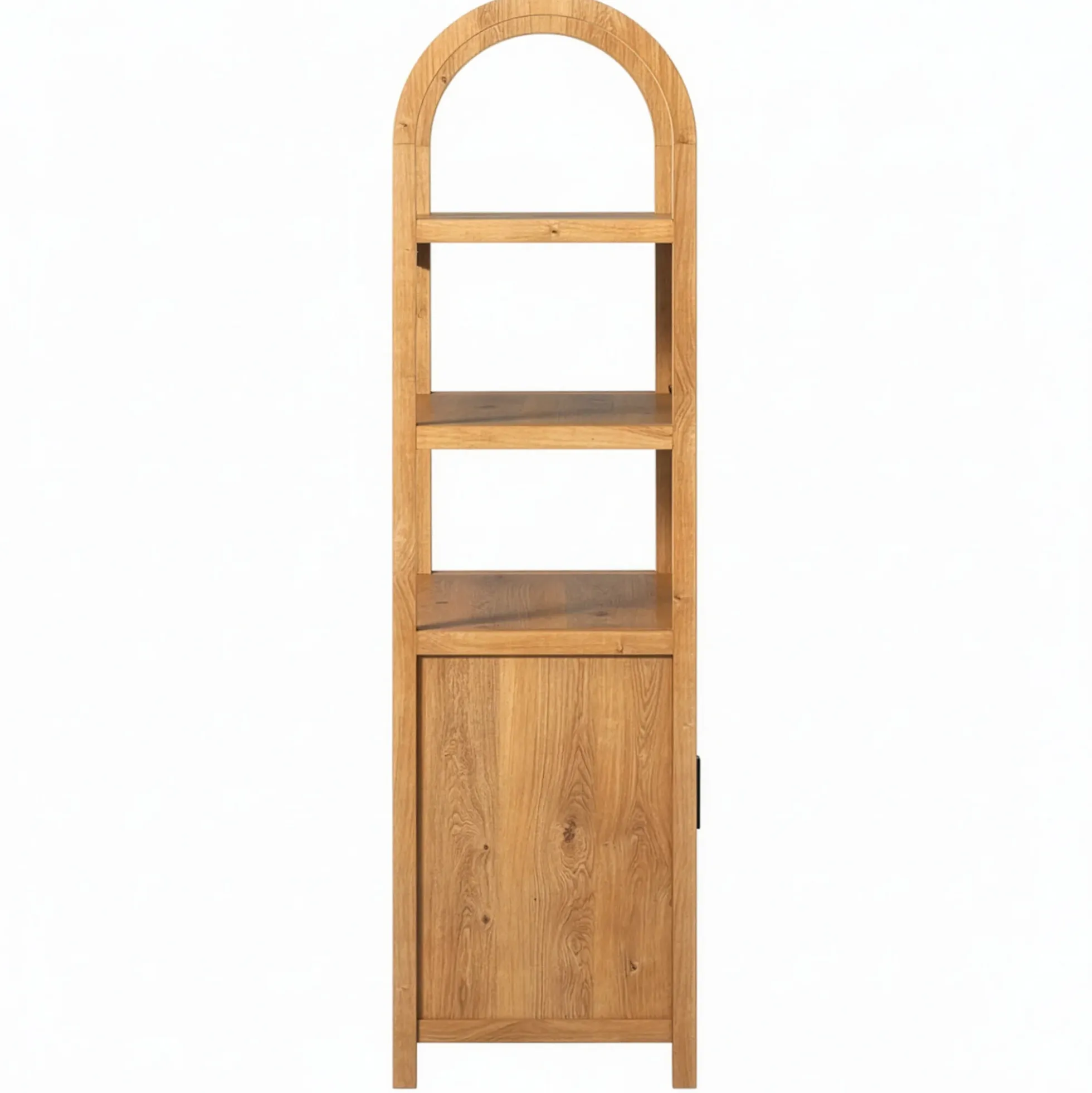 Sasha Modern Arched Bookshelf Cabinet with Reeded Doors