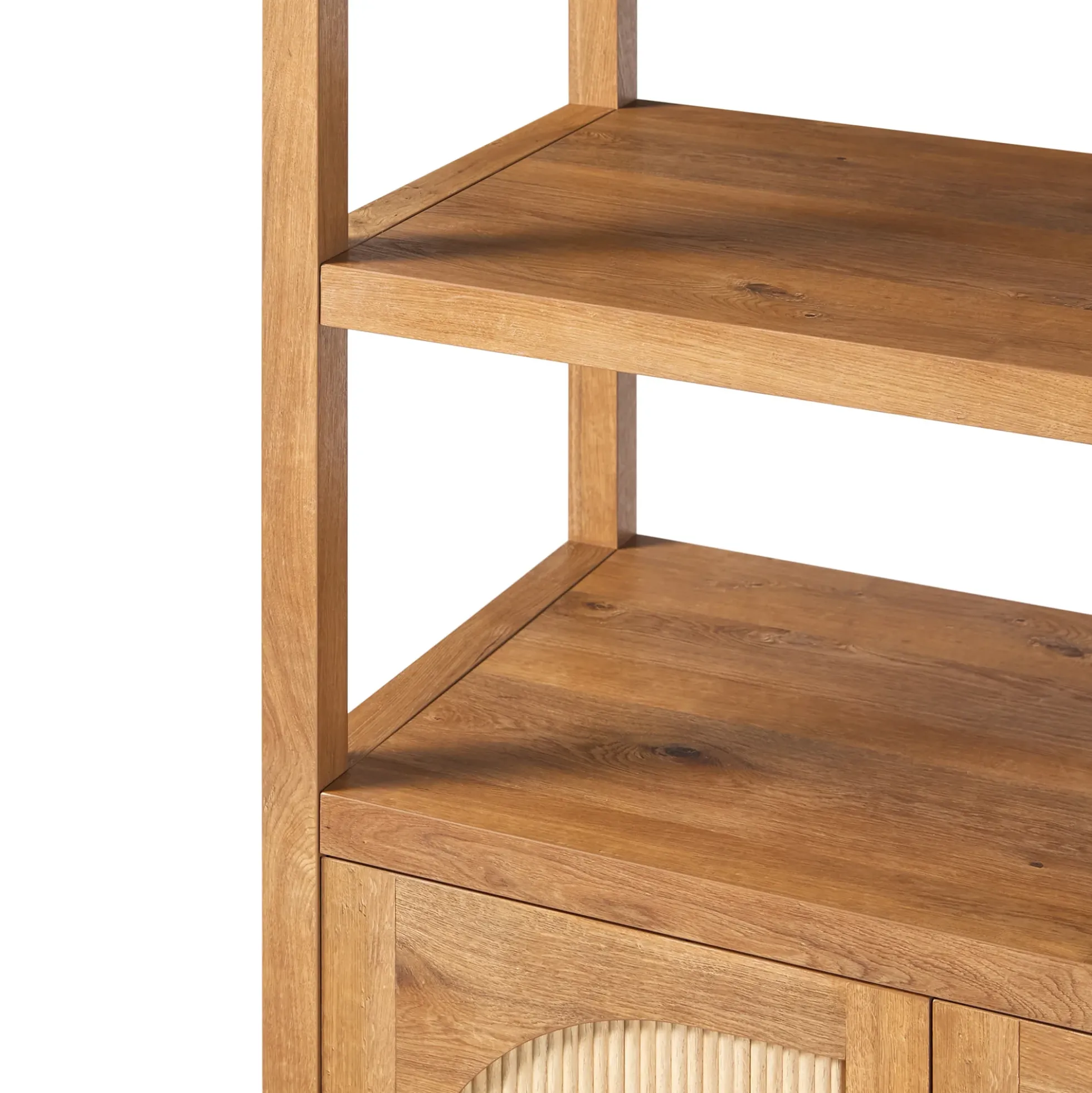Sasha Modern Arched Bookshelf Cabinet with Reeded Doors