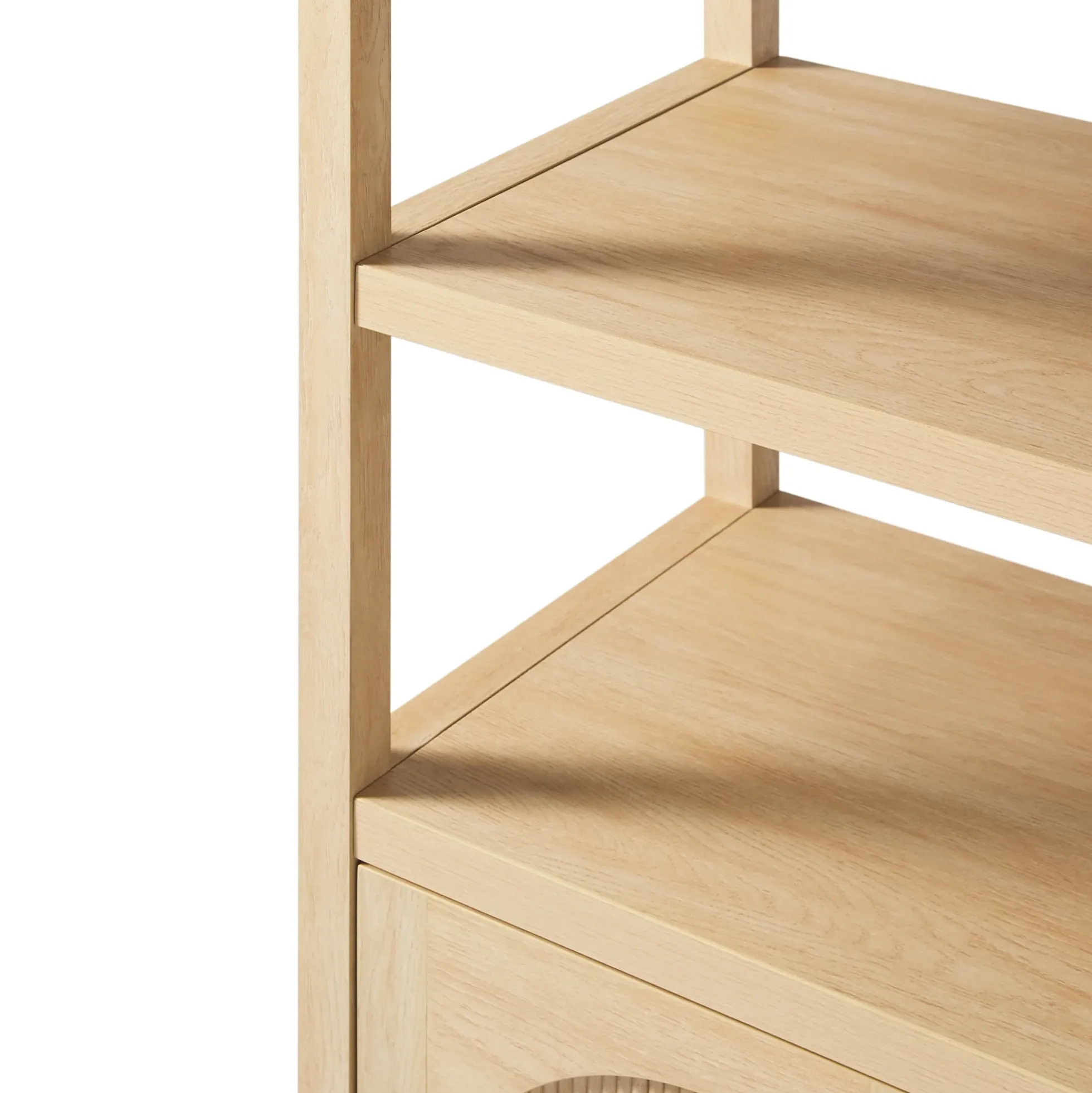 Sasha Modern Arched Bookshelf Cabinet with Reeded Doors